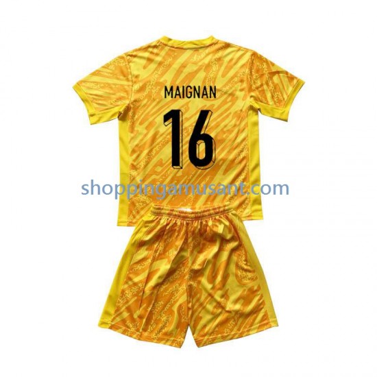 Maillot de Foot France Mike Maignan 16 Gardien Enfant Domicile Euro 2024 Manche Courte