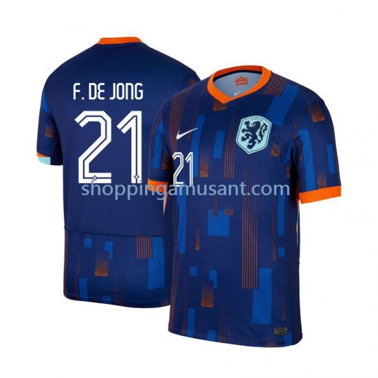 Maillot de Foot Pays-Bas Frenkie de Jong 21 Homme Extérieur Euro 2024 Manche Courte