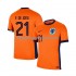 Maillot de Foot Pays-Bas Frenkie de Jong 21 Homme Domicile Euro 2024 Manche Courte