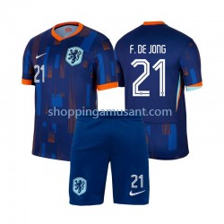 Maillot de Foot Pays-Bas Frenkie de Jong 21 Enfant Extérieur Euro 2024 Manche Courte