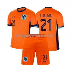 Maillot de Foot Pays-Bas Frenkie de Jong 21 Enfant Domicile Euro 2024 Manche Courte