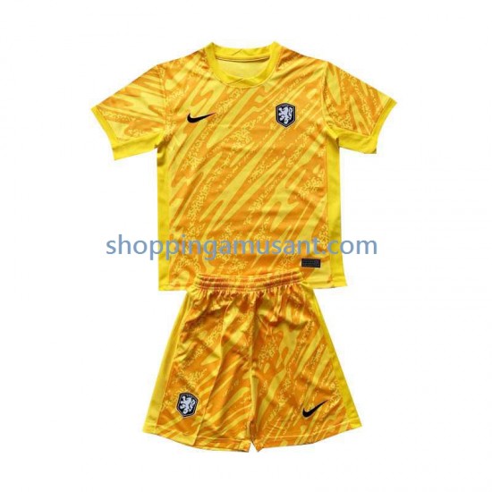 Maillot de Foot Pays-Bas Gardien Enfant Extérieur Euro 2024 Manche Courte
