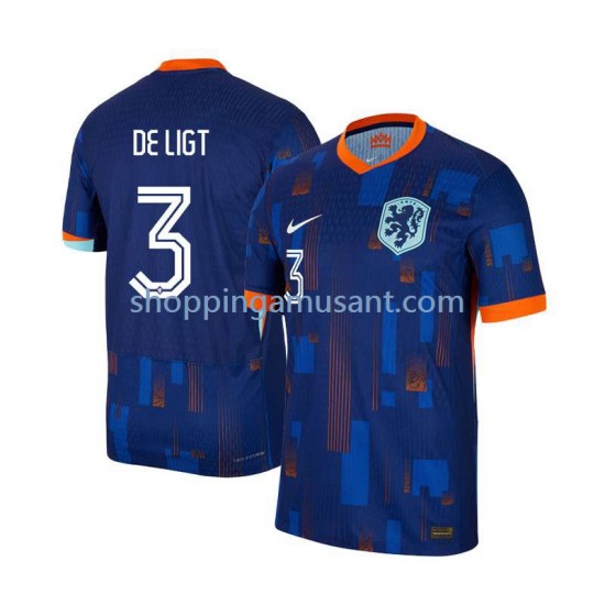 Maillot de Foot Pays-Bas Matthijs de Ligt 3 Homme Extérieur Euro 2024 Manche Courte
