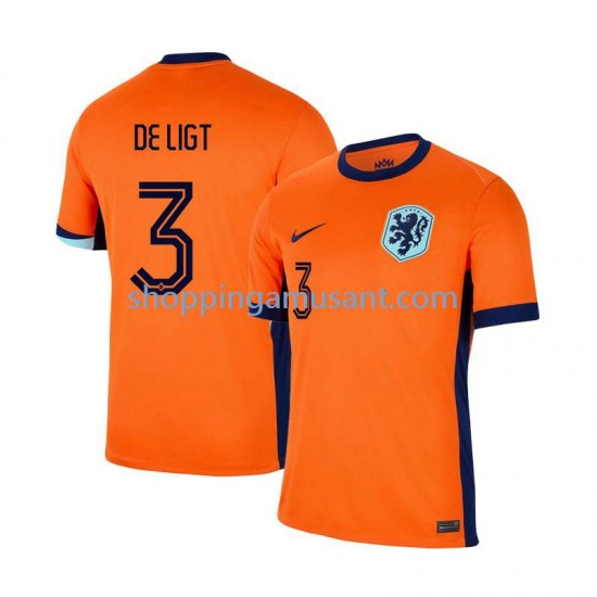 Maillot de Foot Pays-Bas Matthijs de Ligt 3 Homme Domicile Euro 2024 Manche Courte
