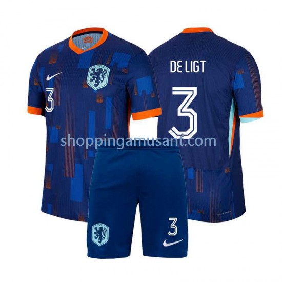 Maillot de Foot Pays-Bas Matthijs de Ligt 3 Enfant Extérieur Euro 2024 Manche Courte