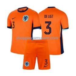 Maillot de Foot Pays-Bas Matthijs de Ligt 3 Enfant Domicile Euro 2024 Manche Courte