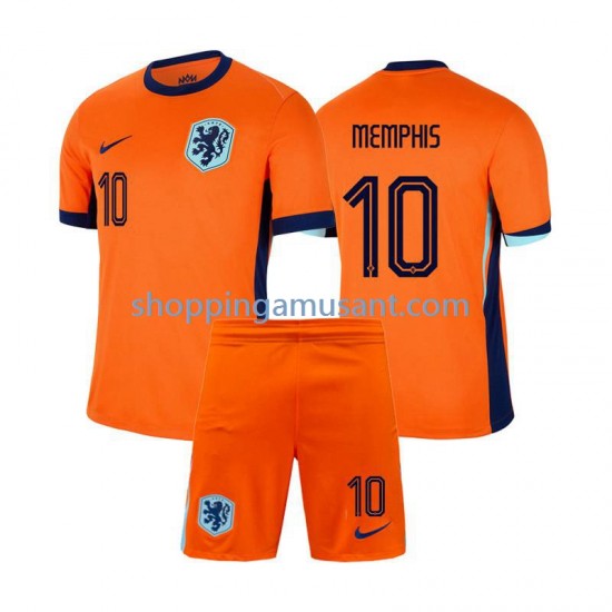 Maillot de Foot Pays-Bas Memphis Depay 10 Enfant Domicile Euro 2024 Manche Courte