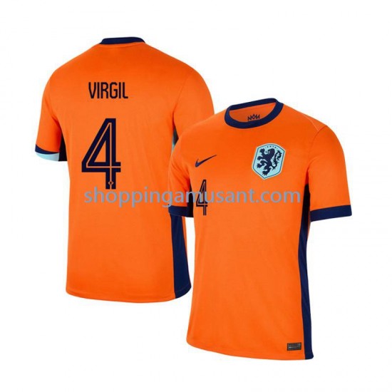Maillot de Foot Pays-Bas Virgil van Dijk 4 Homme Domicile Euro 2024 Manche Courte