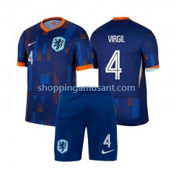 Maillot de Foot Pays-Bas Virgil van Dijk 4 Enfant Extérieur Euro 2024 Manche Courte