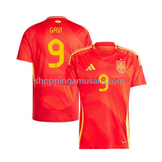 Maillot de Foot Espagne Gavi 9 Homme Domicile Euro 2024 Manche Courte