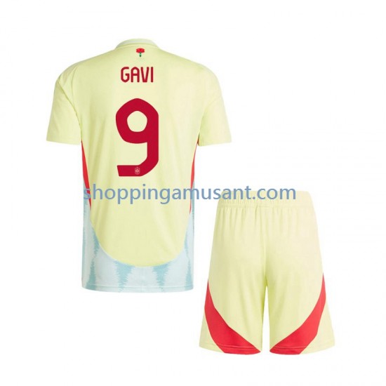 Maillot de Foot Espagne Gavi 9 Enfant Extérieur Euro 2024 Manche Courte