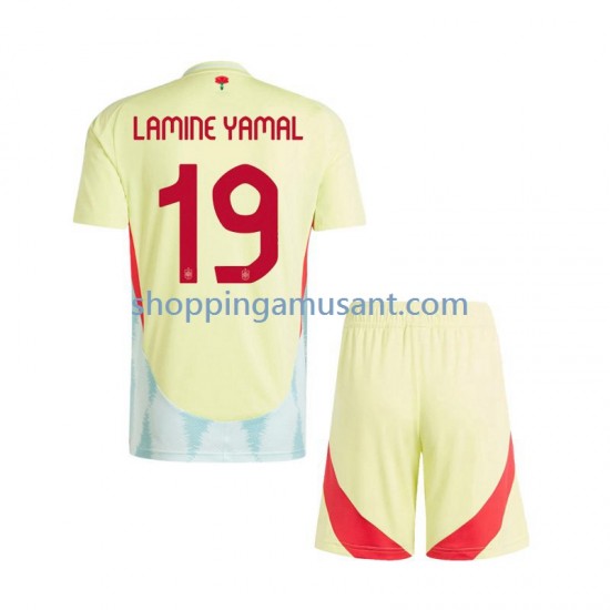 Maillot de Foot Espagne Lamine Yamal 19 Enfant Extérieur Euro 2024 Manche Courte