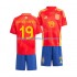 Maillot de Foot Espagne Lamine Yamal 19 Enfant Domicile Euro 2024 Manche Courte