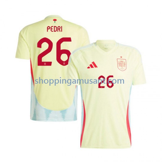 Maillot de Foot Espagne Pedri 26 Homme Extérieur Euro 2024 Manche Courte