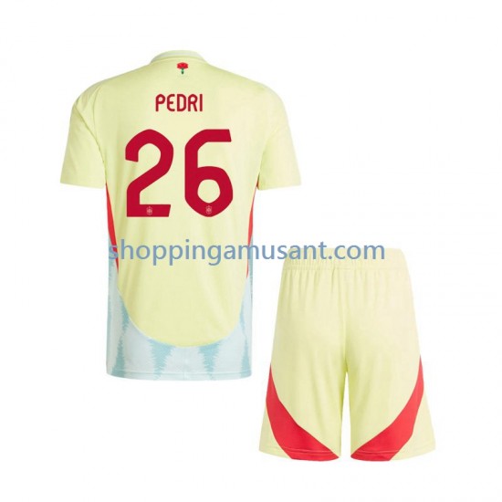 Maillot de Foot Espagne Pedri 26 Enfant Extérieur Euro 2024 Manche Courte