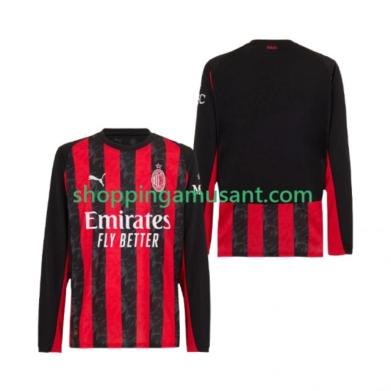 AC Milan Homme Domicile 2025-2026 Manche Longue Maillot de Foot