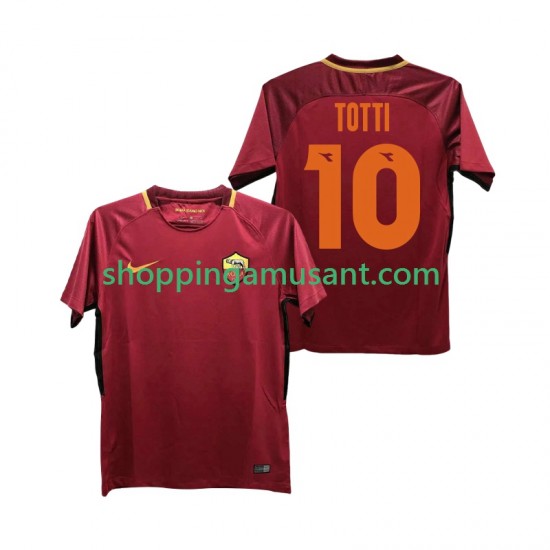 AS Rome Totti 10 2017-2018 Rétro Homme Domicile Manche Courte Maillot de Foot
