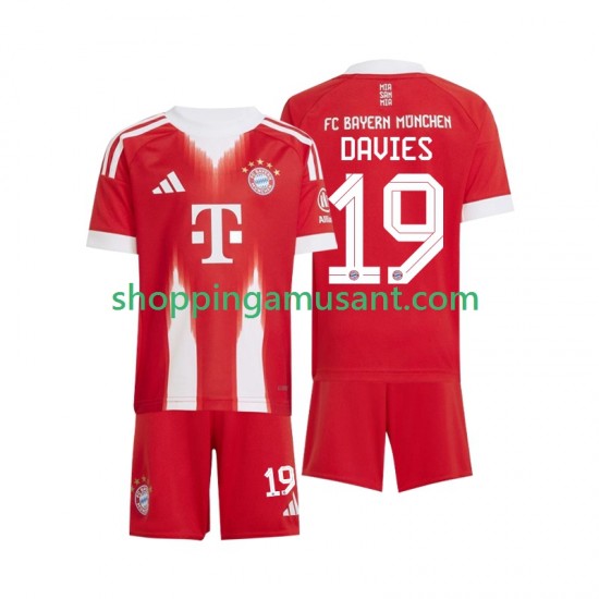 Bayern Munich Alphonso Davies 19 Enfant Domicile 2025-2026 Manche Courte Maillot de Foot