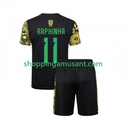 Brésil RAPHINHA 11 Jesus Enfant Domicile 2024 Manche Courte Maillot de Foot