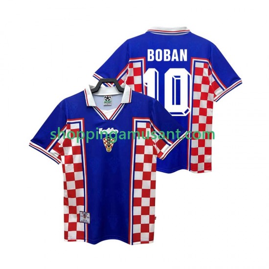 Croatie BOBAN 10 Rétro Homme Extérieur 1998 Manche Courte Maillot de Foot