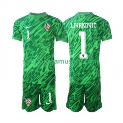 Croatie DOMINIK LIVAKOVIC 1 Gardien Enfant Extérieur 2024 Manche Courte Maillot de Foot