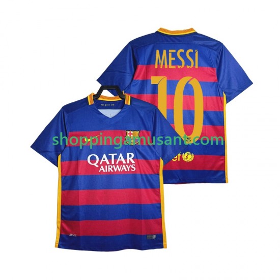 FC Barcelone Lionel Messi 10 2015-2016 Rétro Homme Domicile Manche Courte Maillot de Foot