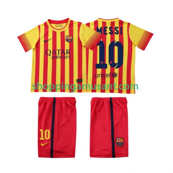 FC Barcelone Lionel Messi 10 2013 2014 Rétro Enfant Extérieur Manche Courte Maillot de Foot