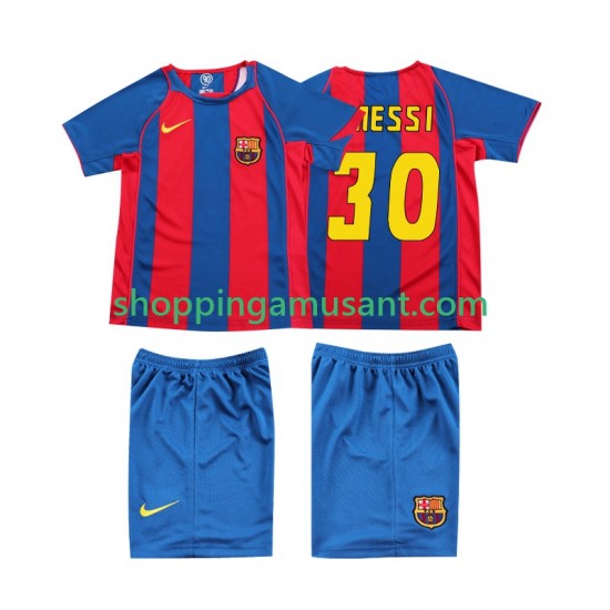 FC Barcelone Lionel Messi 10 Rétro Enfant Domicile 2004 Manche Courte Maillot de Foot