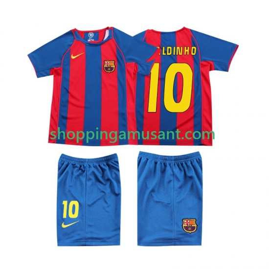 FC Barcelone RONALDINHO 10 Rétro Enfant Domicile 2004 Manche Courte Maillot de Foot