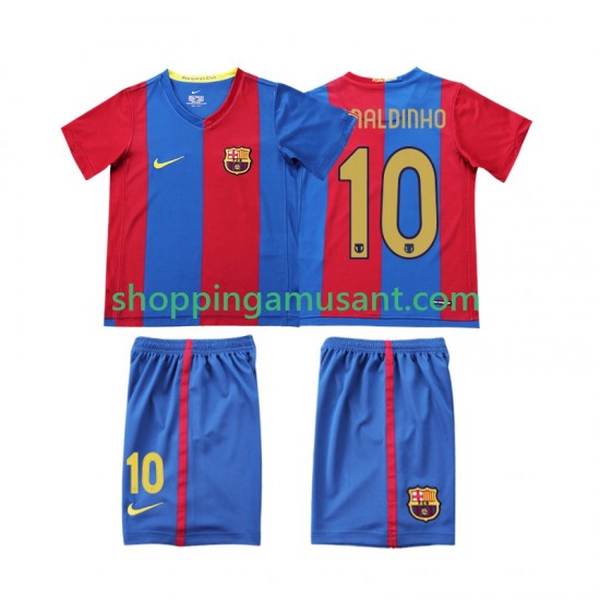 FC Barcelone RONALDINHO 10 2007 Rétro Enfant Domicile 2006 Manche Courte Maillot de Foot