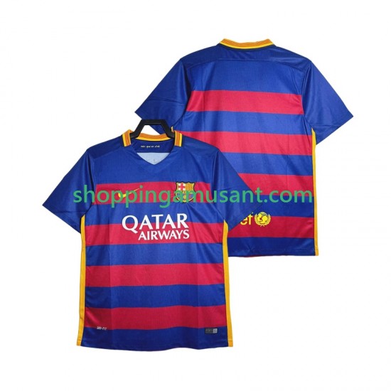 FC Barcelone 2015-2016 Rétro Homme Domicile Manche Courte Maillot de Foot
