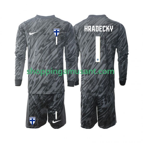 Finlande HRADECKY 1 Gardien Enfant Domicile 2024 Manche Longue Maillot de Foot
