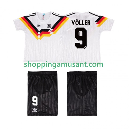 Allemagne VOLLER 9 1990 Rétro Enfant Domicile Manche Courte Maillot de Foot