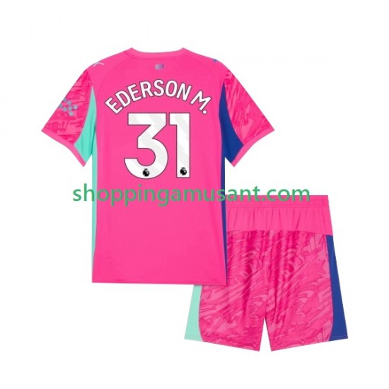 Manchester City Ederson Moraes 31 Gardien Enfant Extérieur 2025-2026 Manche Courte Maillot de Foot
