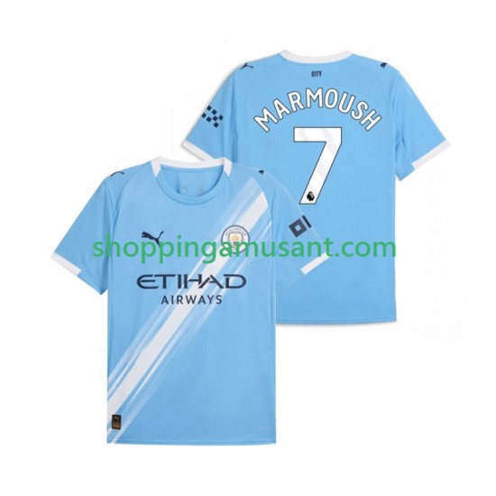 Manchester City Omar Marmoush 7 Homme Domicile 2025-2026 Manche Courte Maillot de Foot