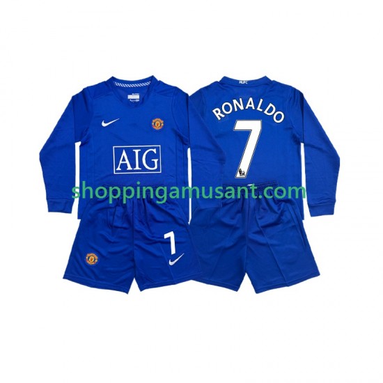 Manchester United Cristiano Ronaldo 7 Rétro Enfant Extérieur 2008 Manche Longue Maillot de Foot