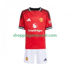 Manchester United Enfant Domicile 2025-2026 Manche Courte Maillot de Foot