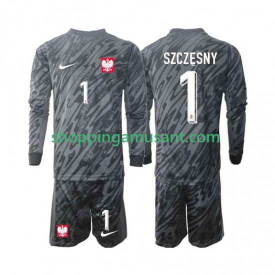 Pologne Szczesny 1 Gardien Enfant Extérieur 2024 Manche Longue Maillot de Foot
