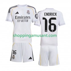 Real Madrid Endrick 16 Enfant Domicile 2025-2026 Manche Courte Maillot de Foot