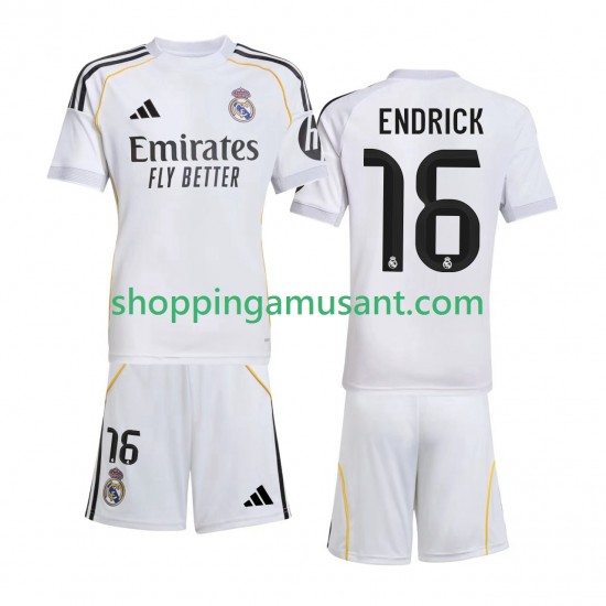 Real Madrid Endrick 16 Enfant Domicile 2025-2026 Manche Courte Maillot de Foot