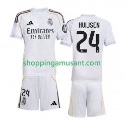 Real Madrid Huijsen 24 Enfant Domicile 2025-2026 Manche Courte Maillot de Foot