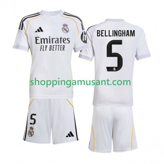Real Madrid Jude Bellingham 5 Enfant Domicile 2025-2026 Manche Courte Maillot de Foot