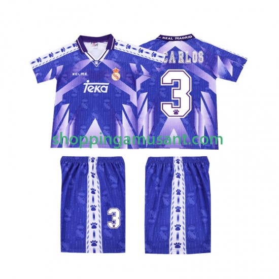 Real Madrid R CARLOS 3 1996-1997 Rétro Enfant Extérieur Manche Courte Maillot de Foot