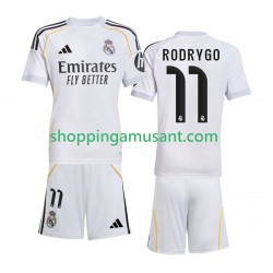 Real Madrid Rodrygo 11 Enfant Domicile 2025-2026 Manche Courte Maillot de Foot