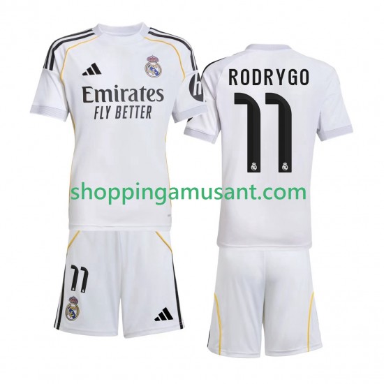 Real Madrid Rodrygo 11 Enfant Domicile 2025-2026 Manche Courte Maillot de Foot