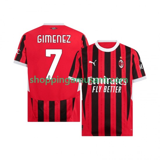 Maillot de Foot AC Milan Santiago Gimenez 7 Homme Domicile 2024-2025 Manche Courte