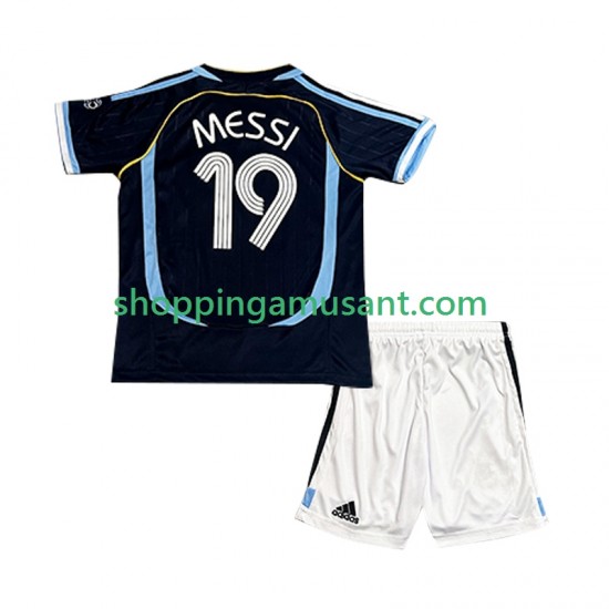 Maillot de Foot Argentine Lionel Messi 19 Rétro Enfant Extérieur 2006 Manche Courte