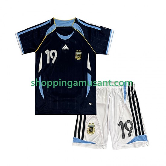 Maillot de Foot Argentine Lionel Messi 19 Rétro Enfant Extérieur 2006 Manche Courte