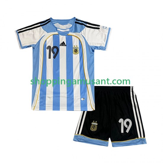 Maillot de Foot Argentine Lionel Messi 19 Rétro Enfant Domicile 2006 Manche Courte