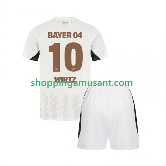 Maillot de Foot Bayer 04 Leverkusen Florian Wirtz 10 Enfant Extérieur 2024-2025 Manche Courte
